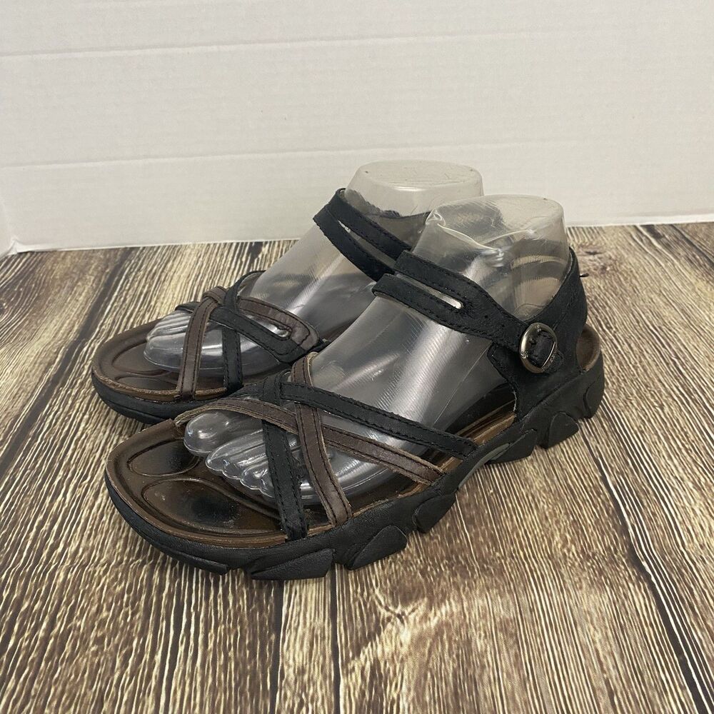 Keen Womens Naples Leather Strappy Sandals Size 8.5 Brown/Black Ankle Strap